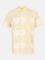 Ecru Dual Tone Printed Endi Cotton Shirt